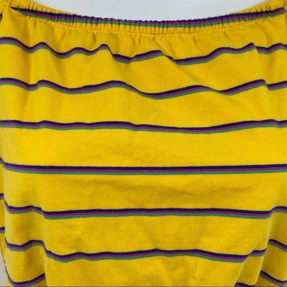 Good Luck Gem Striped Off Shoulder Gold Yellow Crop Top Size Medium New with Tag - Picture 6 of 11
